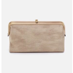 HOBO leather Lauren wallet clutch buffed gold